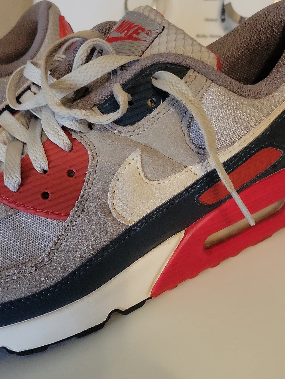 Mens Nike Air Max 90 Grey Red Blue Size 12 Used No Box!
